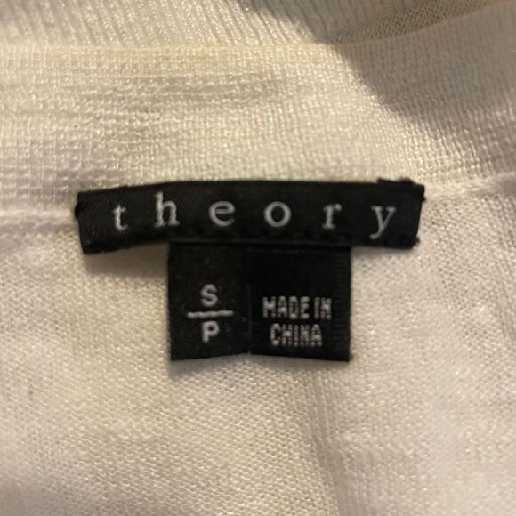 Theory Linen Mix Cardigan Sweater Light Weight Semi-Sheer Ivory - Picture 3 of 7